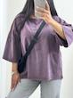 تیشرت بیسیک باکسی/بادمجانی