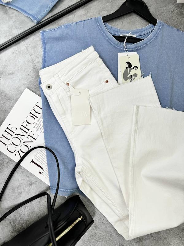 شلوار فلر سفید zara