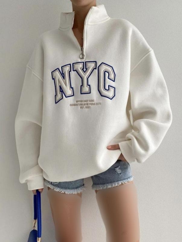 دورس نیم زیپ Nyc سفید ✨ کد 668