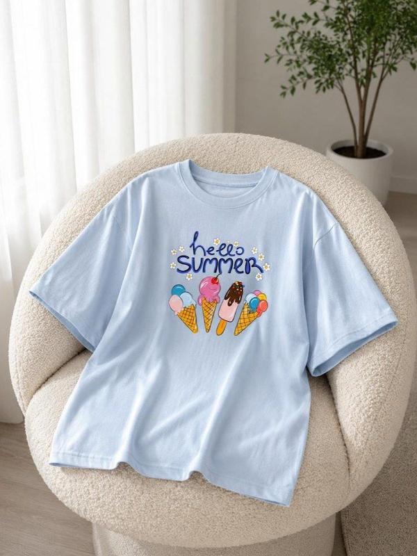 تیشرت باکسی hello summer 😻 کد 704