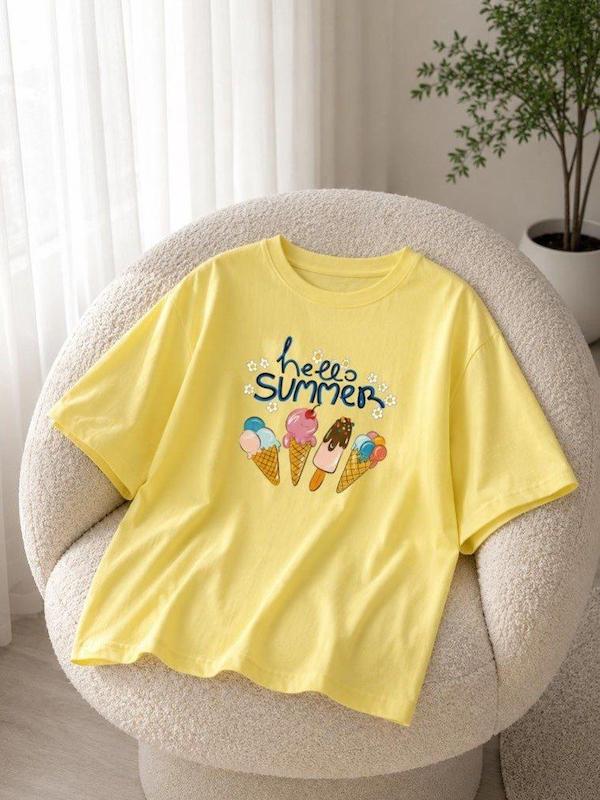 تیشرت باکسی hello summer 😻 کد 704
