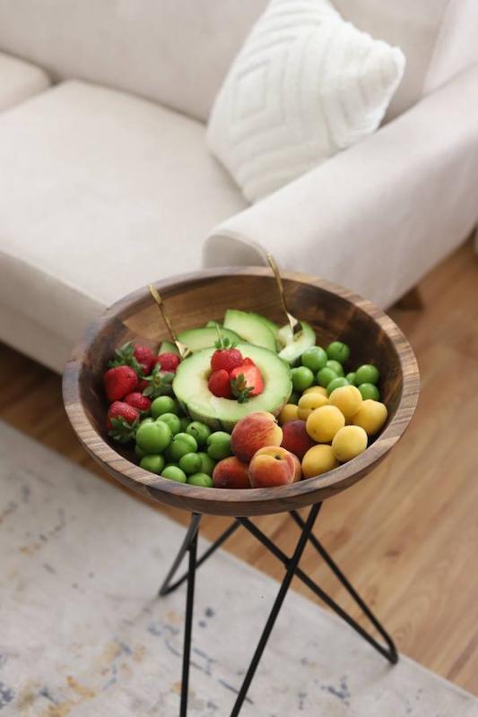 سینی میوه چوبی پایه‌دار