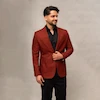 کت تک VIP چهارخانه پارچه ترک زرشکی