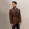 کت تک VIP چهارخانه پارچه ترک قهوه ای