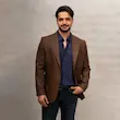 کت تک VIP چهارخانه پارچه ترک قهوه ای