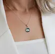گردنبند نقره نگاه با پلاک چشم میناکاری مشکی نقره 925 - گالری دیوان