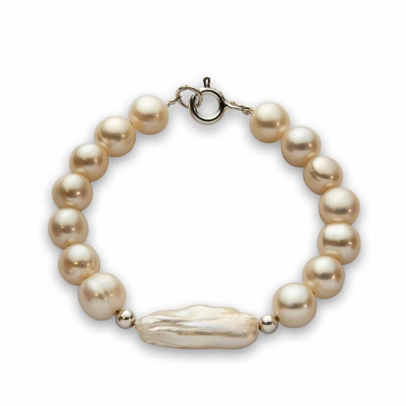 دستبند مروارید و نقره