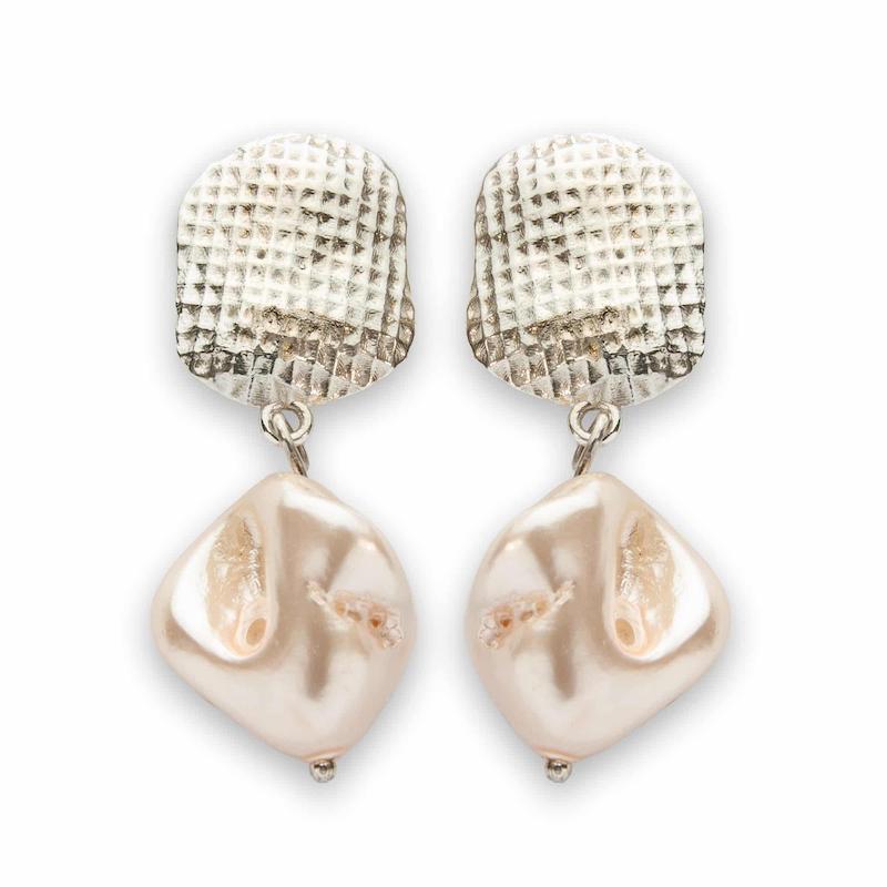 گوشواره نقره و مروارید باروک