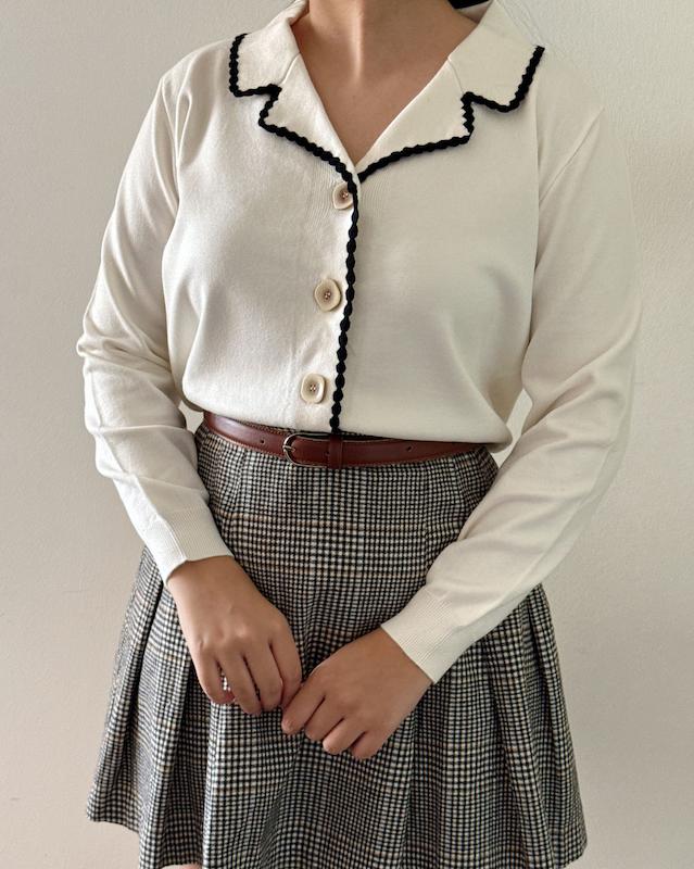 کاردیگن بافت یقه انگلیسی 