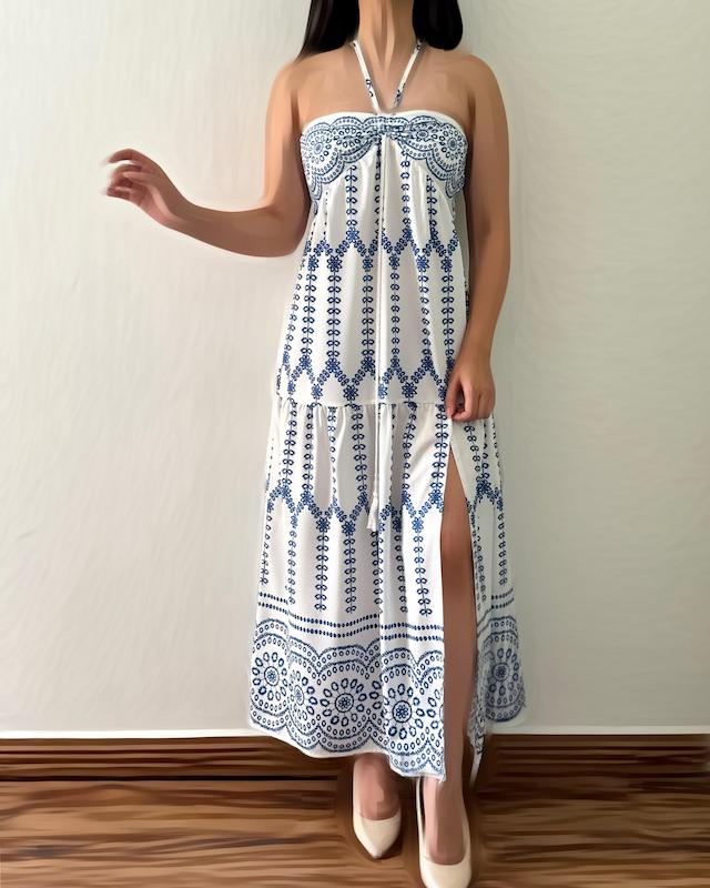 پیراهن دکلته ساحلی مدل گلریز 