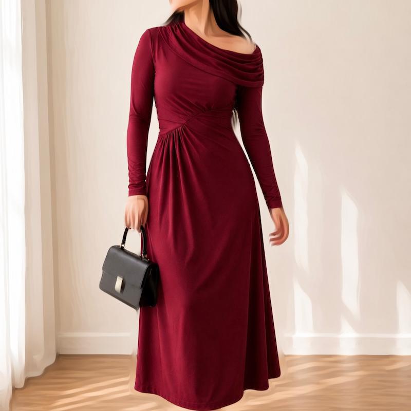 پیراهن زرشکی برش دار 