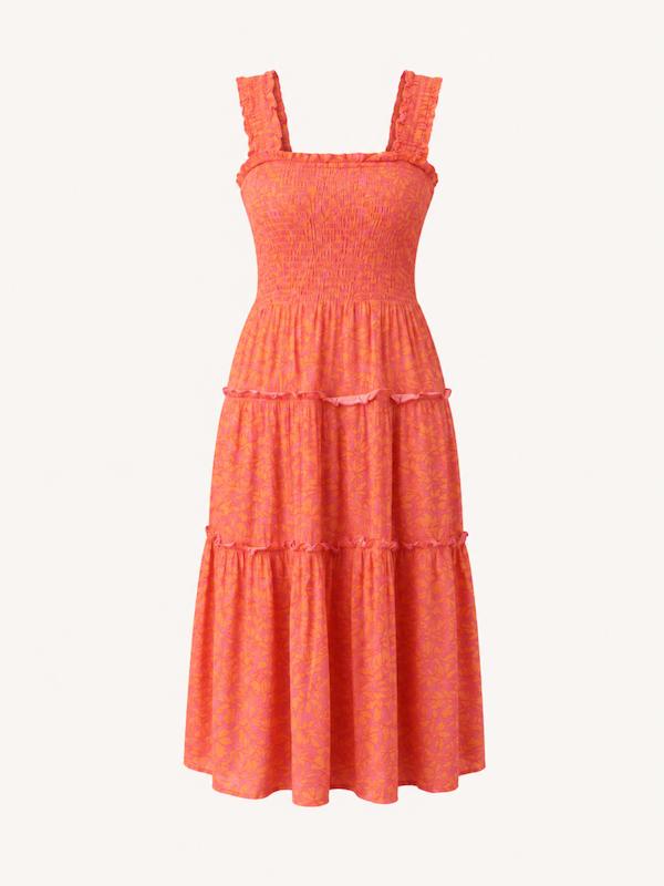 پیراهن کشدوزی نارنجی طرحدار
