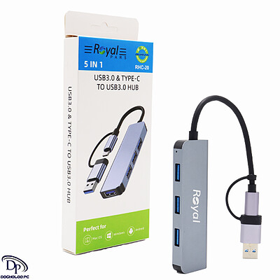  هاب چهار پورت USB-CوTYPE-C رویال مدل RHC-20