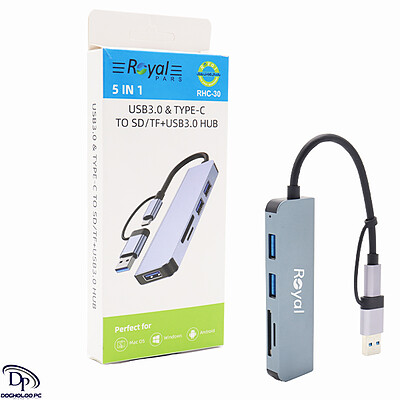 هاب پنج پورت USB-CوTYPE-C رویال مدل RHC-30