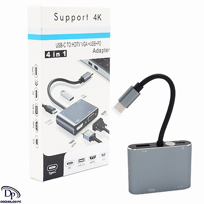 مبدل USB-C به HDTV VGA+USB+PD