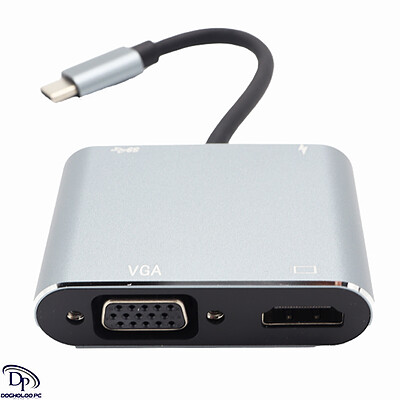 مبدل USB-C به HDTV VGA+USB+PD