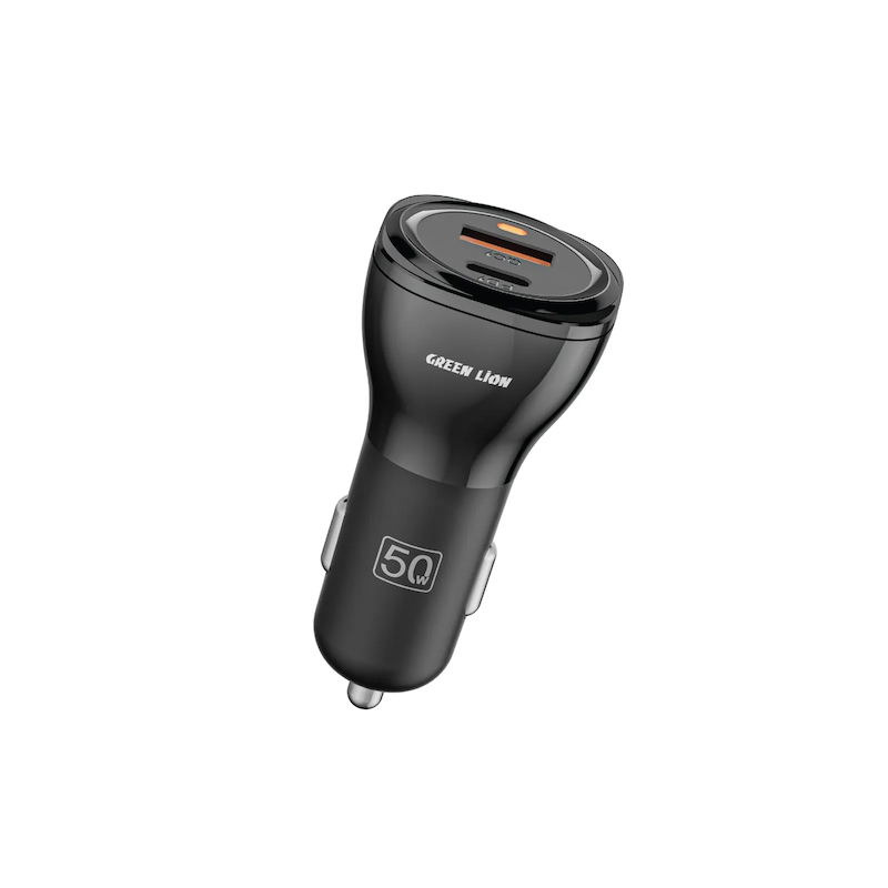 شارژر فندکی 50 وات 2 پورت گرین لاین مدل GNCC50WQPDBK