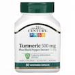 21st Century, Turmeric Plus Black Pepper Extract, 500 mg, 60 Vegetarian Capsules