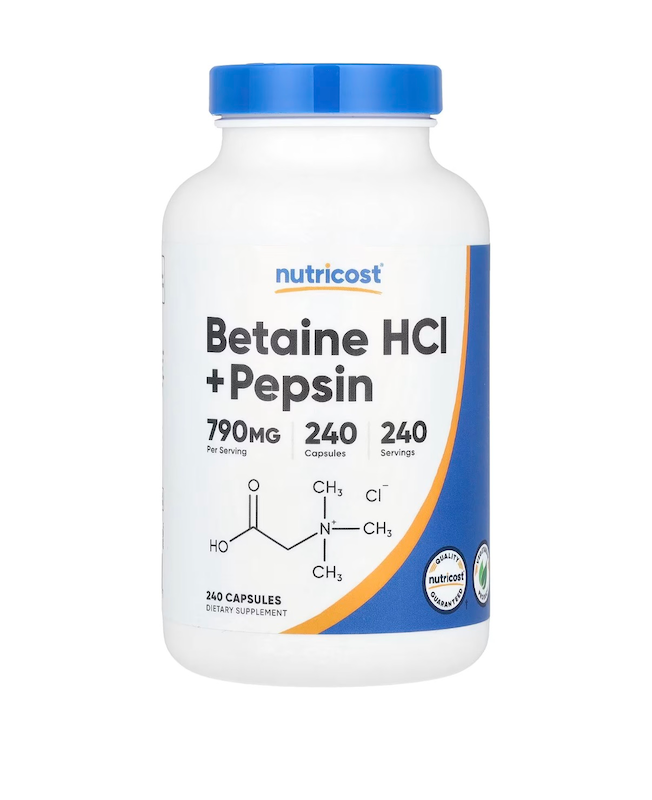 Nutricost, Betaine HCl + Pepsin, 240 Capsules