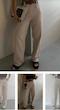 شلوار لینن کتان راسته کمر چرمی