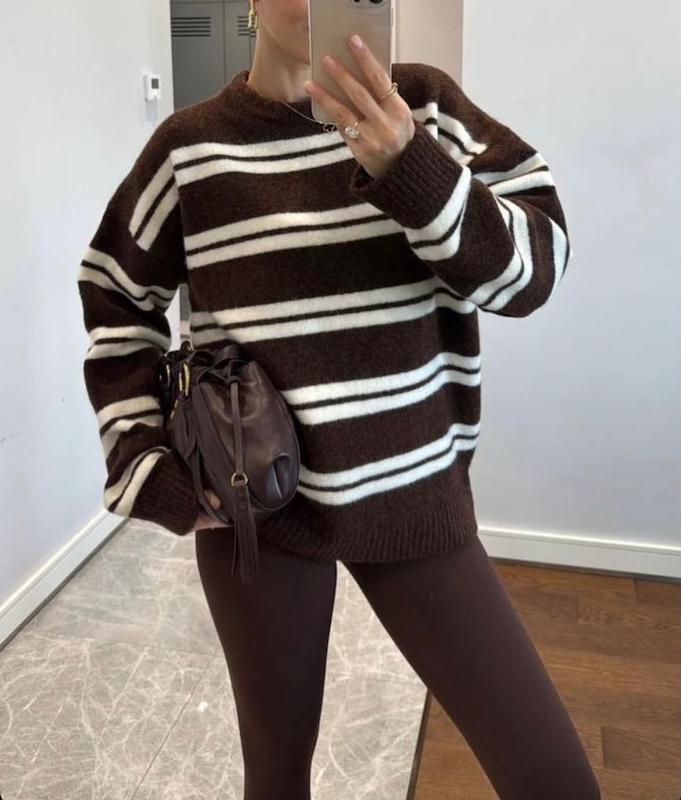 پلیور راه راه قهوه ایی