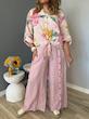 شومیز لینن ایتالیایی گره ایی گل صورتی 