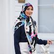 روسری ابریشم ژاکارد نیلگون