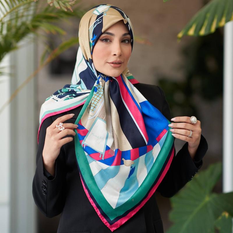 روسری ابریشم ژاکارد روناک