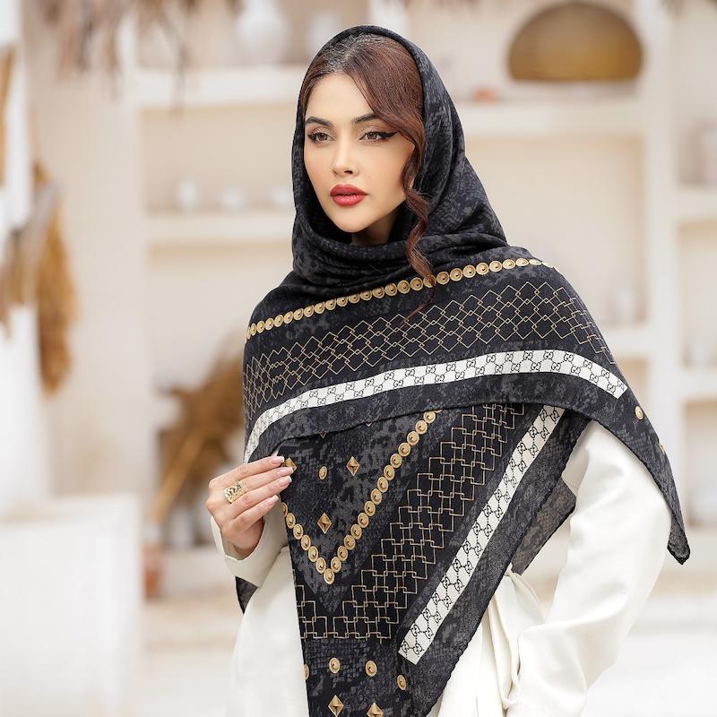 روسری نخی سیا اسکارف پوست ماری