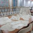 رومیزی دانتل مخمل الیزه ترک ۵ تکه کار شده