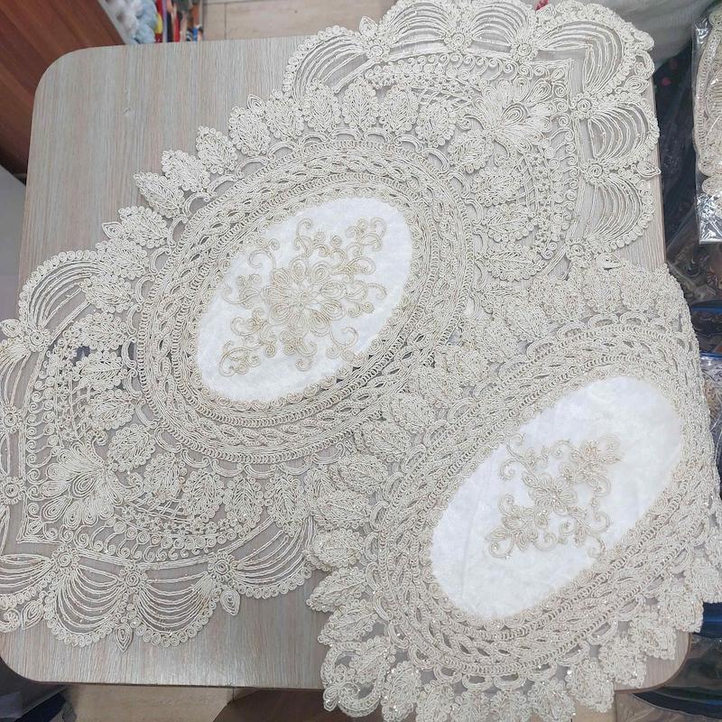 رومیزی دانتل مخمل الیزه ترک ۳ تکه