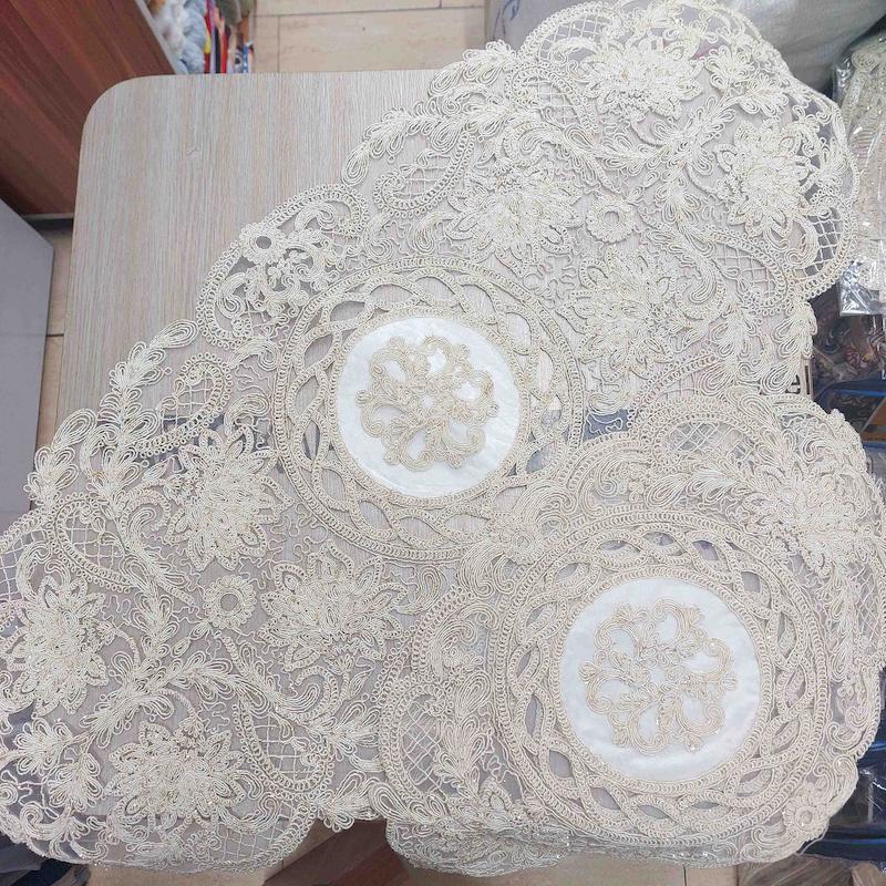 رومیزی دانتل مخمل الیزه ترک ۳ تکه