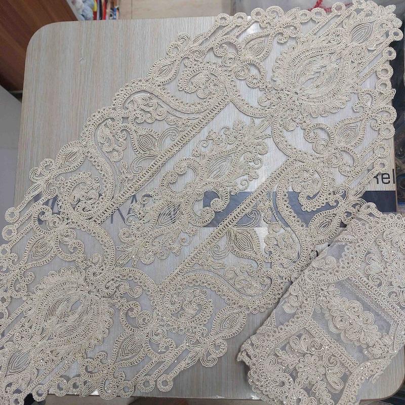 رومیزی دانتل مخمل الیزه ترک ۳ تکه مدل الگانت