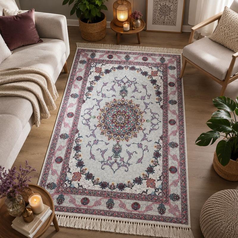 پادری مستطیل طرح ابریشم ترک ۵۰×۸۰