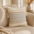 رویه کوسن مکرومه کرم مشکی 