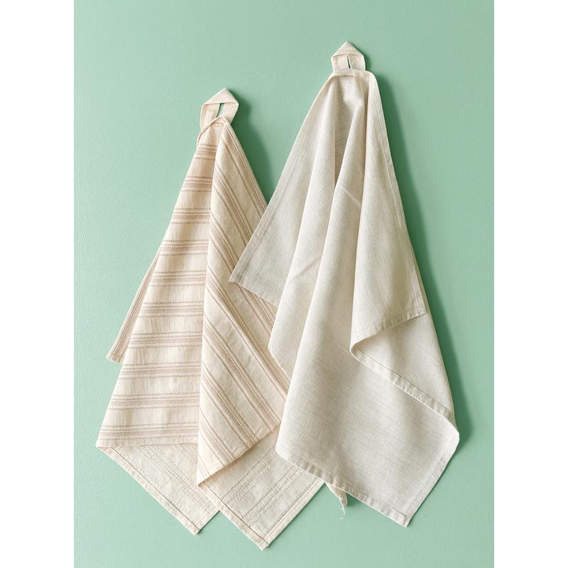 دستمال آشپزخانه لینن کرم ۲ عددی