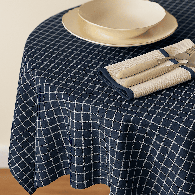 رومیزی چهارخانه سرمه ای خانه دورا