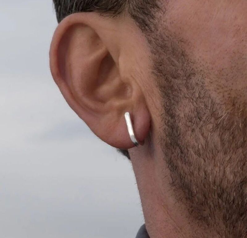 گوشواره نقره مردانه خط بلند