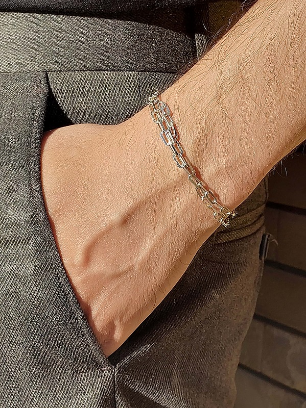 دستبند نقره مردانه زنجیرگلستانه