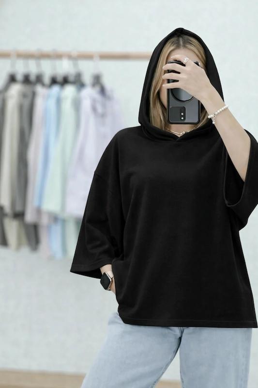 تیشرت کلاه دار ساده