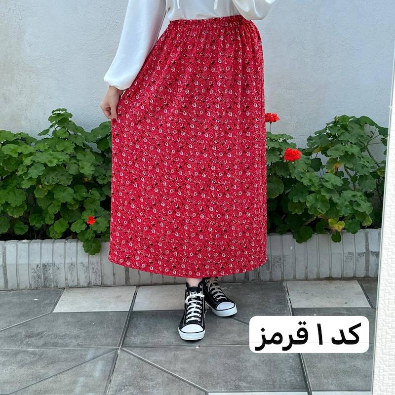 دامن بلند زنانه کرپ پفکی 