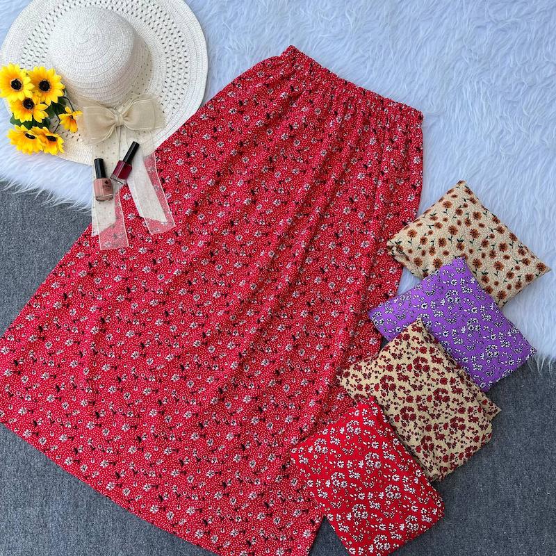 دامن بلند زنانه کرپ پفکی 