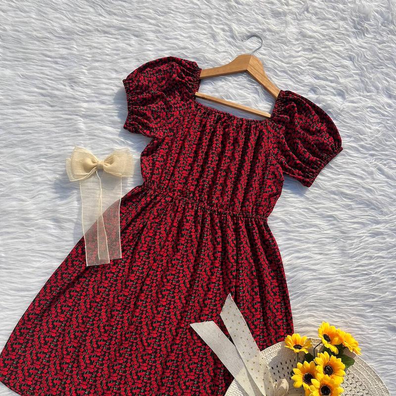 پیراهن زنانه عروسکی طرح شقایق 