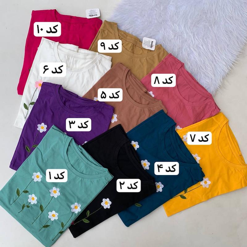 تیشرت لانگ زنانه آستین سه ربع گلدوزی کد 14 