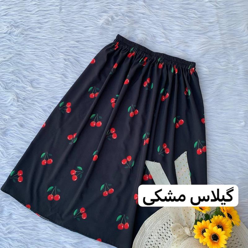 دامن کوتاه زنانه فلور طرح گیلاس