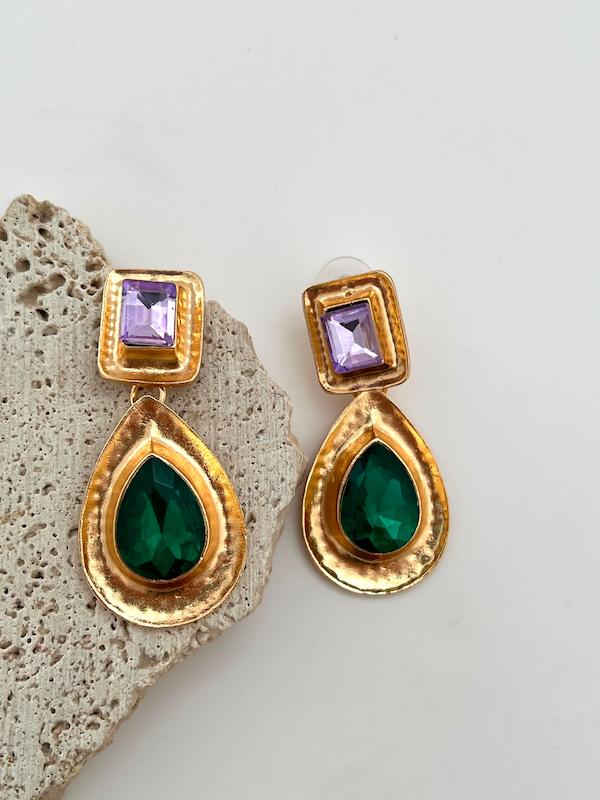 گوشواره طرح قدیمی نگین سبز 