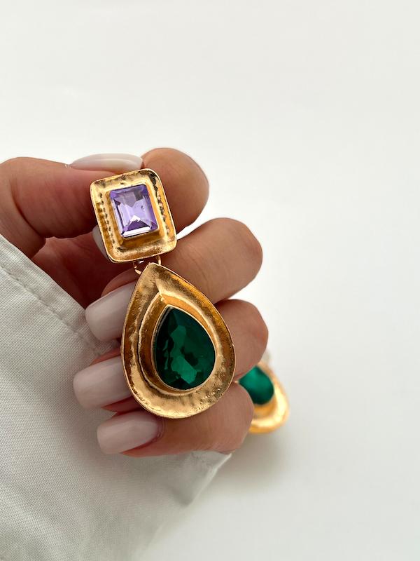 گوشواره طرح قدیمی نگین سبز 