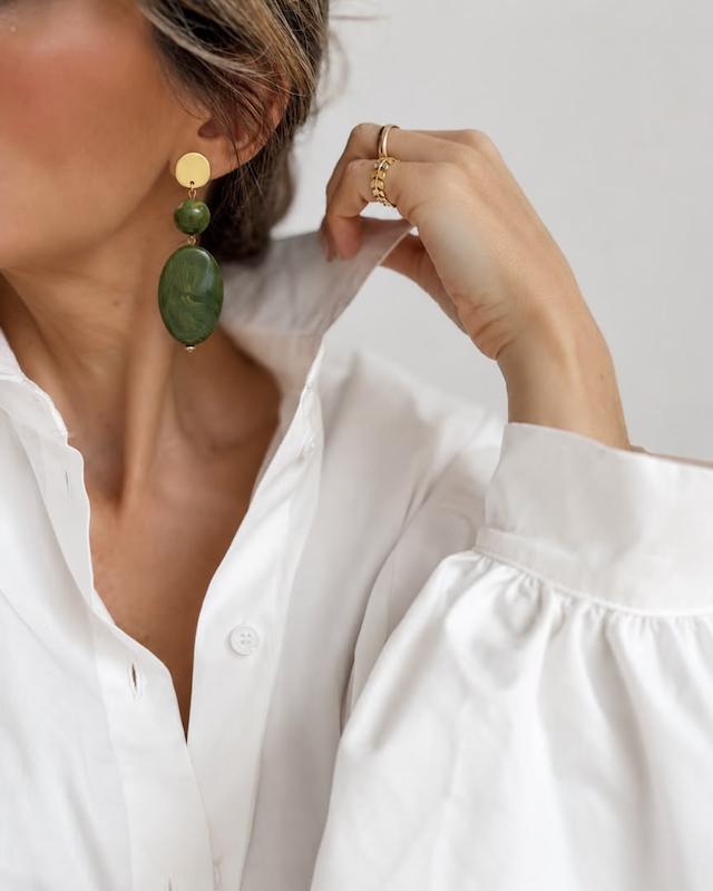 گوشواره آویز سبز آبرنگی 