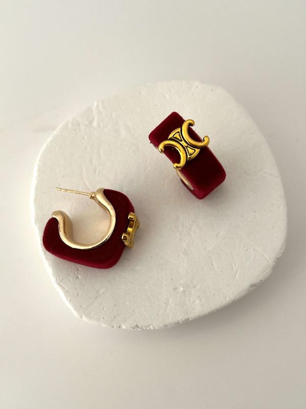 گوشواره CELINE مخملی زرشکی 