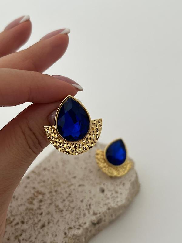 گوشواره اشک نگین آبی 
